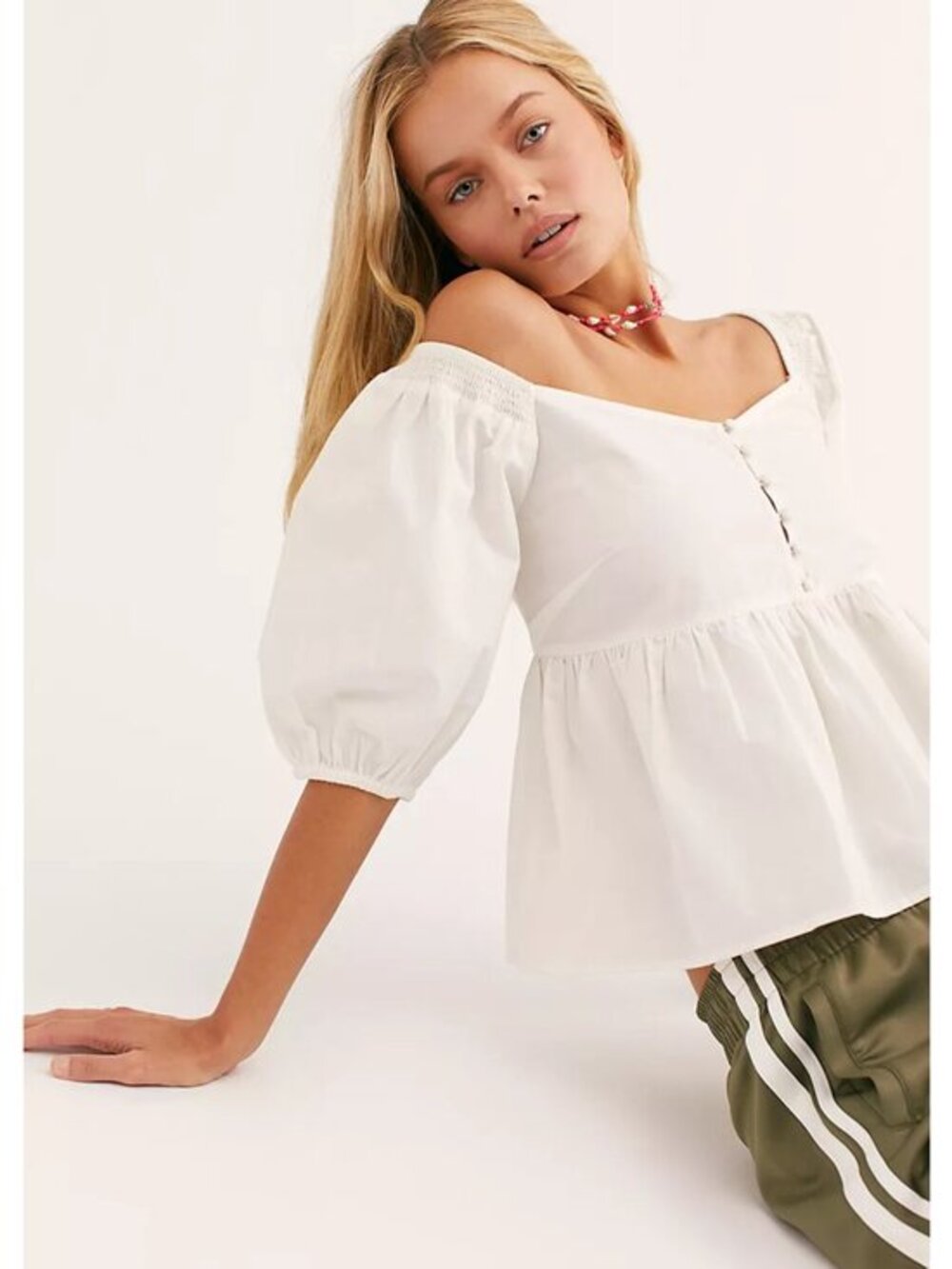Free People Veronica Sweetheart Top Ivory S